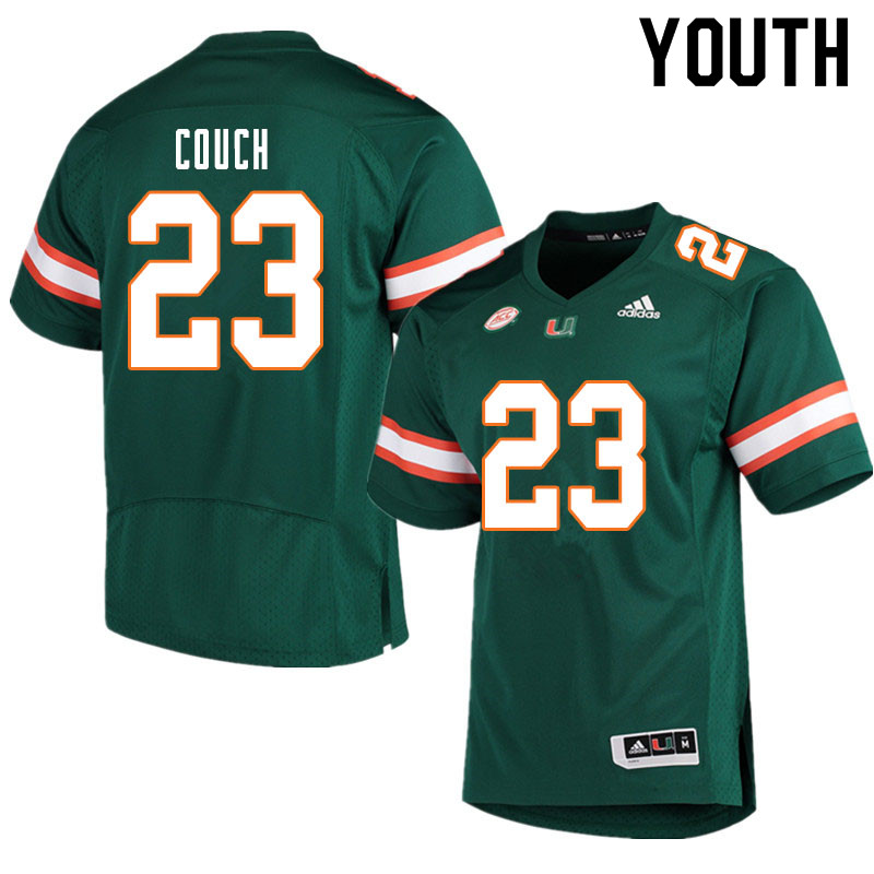 Youth #23 Te'Cory Couch Miami Hurricanes College Football Jerseys Sale-Green - Click Image to Close